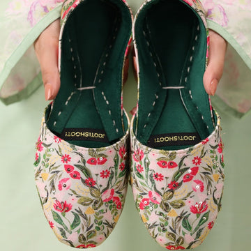 Baghicha Nawabi – Colorful Floral Khussas For Women